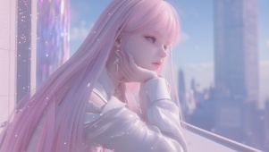 甜美超可爱萌系粉色头发女孩