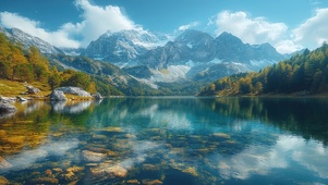 清澈高山湖泊
