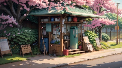4K唯美治愈公路樱花小店