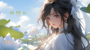 荷塘清新美女