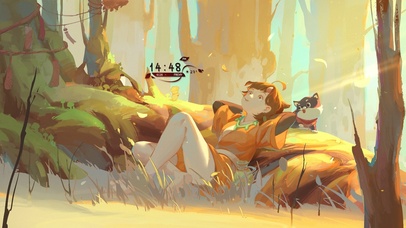 4K秋天悠闲少女