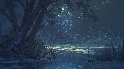 静谧原始森林水塘