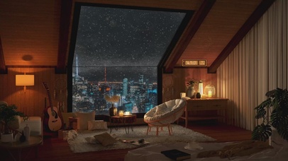 温馨的雪天阁楼房间