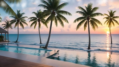 夕阳更好人椰子树