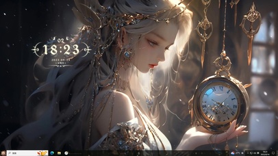 4k 唯美长发女孩 钟表