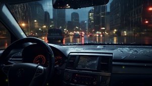 雨夜车窗外景色