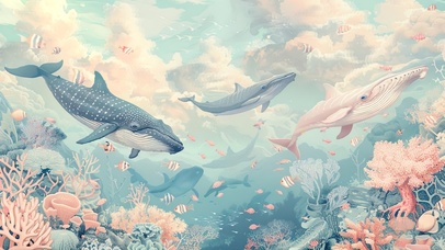 梦幻清新淡雅海底世界