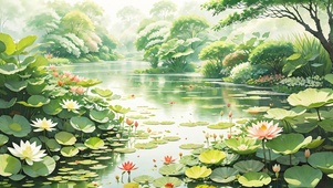 雨中荷塘