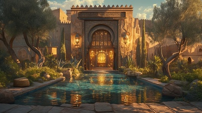 异域风情景观水池