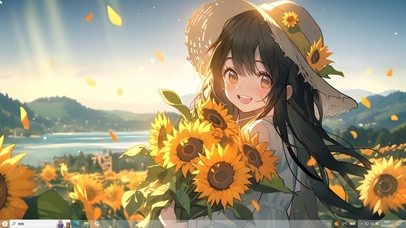 治愈向日葵捧花女孩