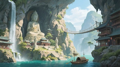 洞中寺庙佛像