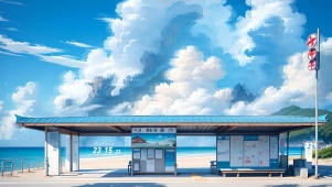 4K唯美治愈日系动漫海景车站