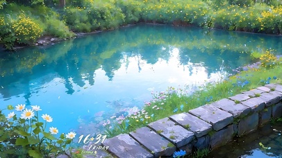 池塘边的小雏菊