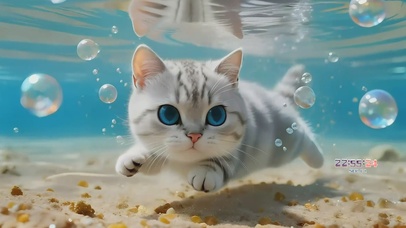 水中可爱猫咪
