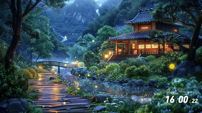 护眼傍晚小桥流水人家