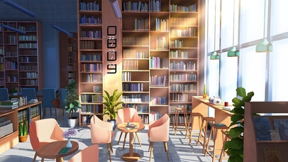 唯美治愈午后阳光图书馆