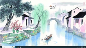 中国风诗意淡雅山水画