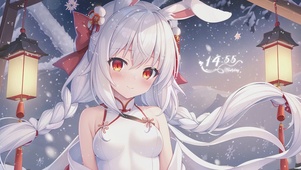 可爱冬日兔少女