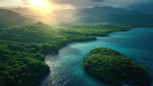 绿色护眼岛屿海岸线