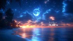 炫酷海滩星空