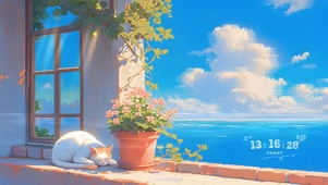 窗边的猫咪