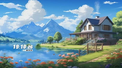 蓝天白云花草树木房屋