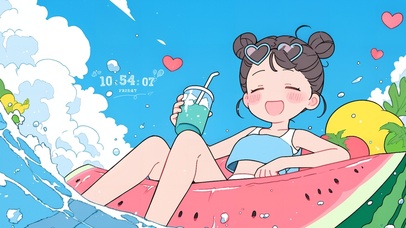 清凉感泳池女孩