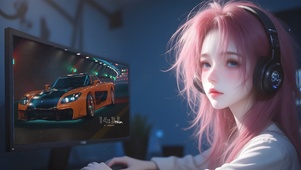 可爱粉发女孩