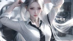 唯美清纯白发都市美女