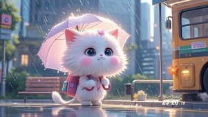 雨天小猫咪