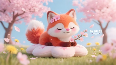 可爱樱花小狐狸