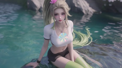 阳光海边假日女孩