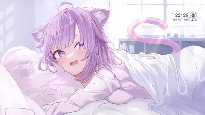 可爱懒床猫耳少女