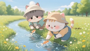 河流里抓鱼