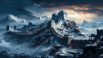 4K唯美长城的雪