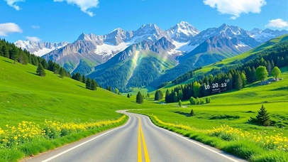 护眼雪山下公路