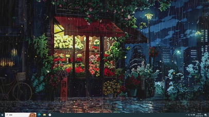 夜景花店-桌面主题