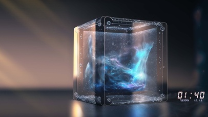 蓝色星云全息立方体