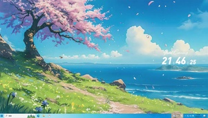 宫崎骏风格海边风景-桌面主题