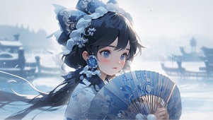 青花瓷古风女孩唯美动态4K