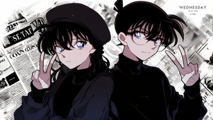 插画柯南小兰