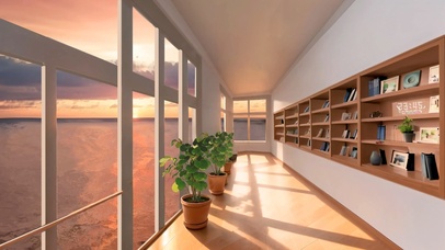 海上图书馆窗外的夕阳