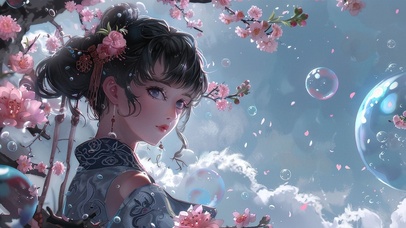 中国风美女桃花