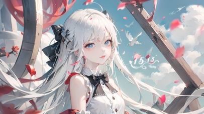 唯美清纯白发少女