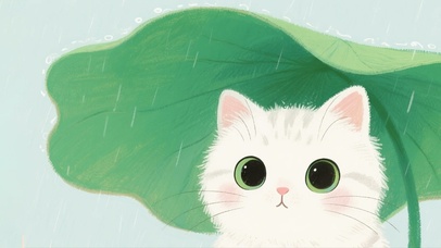 躲雨的小猫咪