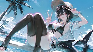 艾莲-海边泳装少女