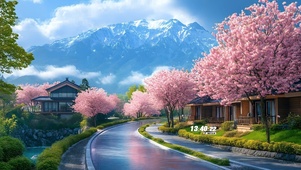 唯美乡下樱花街道