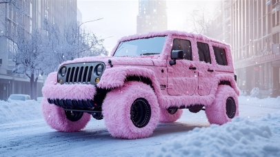 雪地毛绒吉普