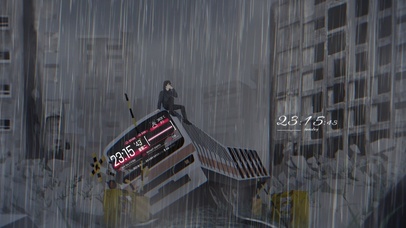 大雨中的城市废墟