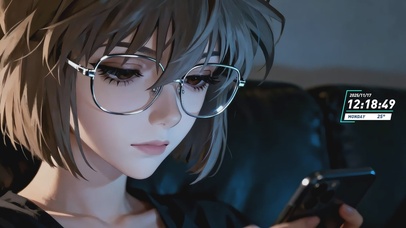 深夜独处・眼镜少女